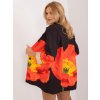 Dámské sako Italy Moda Černé sako s květinovým potiskem dhj-ma-18525-6.16x-black