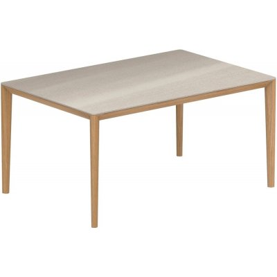 Royal Botania Jídelní stůl U-Nite, 150x100x75 cm, rám teak, deska keramika bílá – Zboží Mobilmania