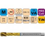 Závitník strojní M12x1,75 ISO2 HSSCo5 TiN DIN 376 RSP35
