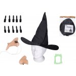 Set čarodějnice prsty klobouk nos brada – Zboží Mobilmania