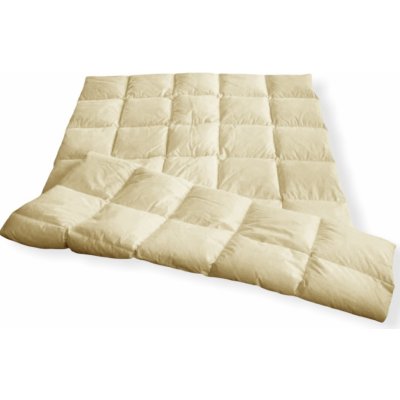 Lina Péřová přikrývka smetanová 80% prachového peří zbytek obsahuje kvalitní husí drané peří 240x220 – Zboží Dáma