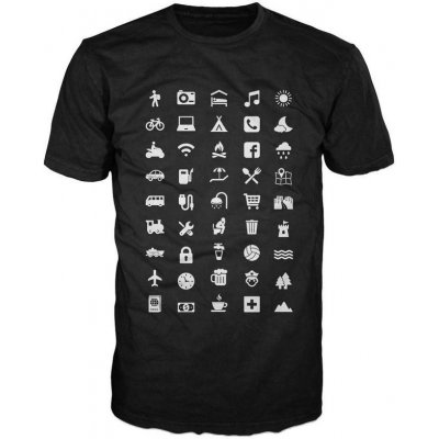 Cestovatelské triko piktogramy černé – Zboží Mobilmania