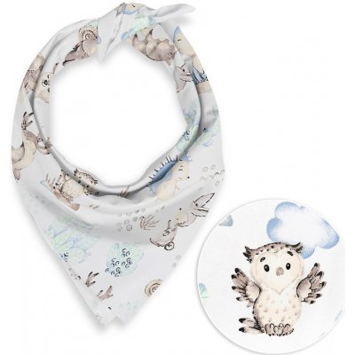 Biante dětský bavlněný šátek Sandra SA-478 Lesní zvířátka v borůvčí na bílém – Sleviste.cz