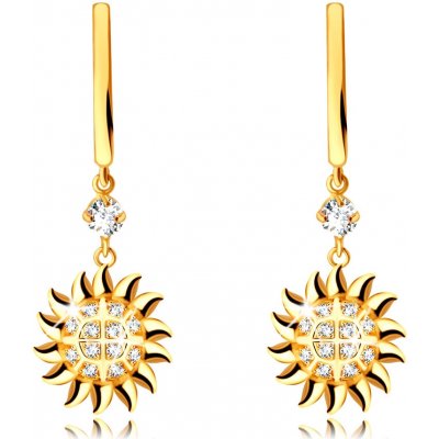 Šperky eshop kulaté ze žlutého zlata přívěsek ve tvaru slunce kulatý čirý zirkon S1GG231.31