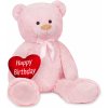 Plyšák BRUBAKER XXL medvěd se srdcem Happy Birthday a mašlí velká růžová 100 cm
