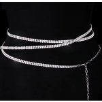 B-TOP Dlouhý stříbrný dvouřadý pás na šaty z krystalů – Sleviste.cz