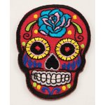 Nažehlovací záplata - Mexická lebka - Día de Muertos - červená - rozměr 5,5 cm x 5 cm – Hledejceny.cz