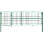 OMAXI Zahradní plotová branka se sloupky 350 x 100 cm ocelově zelená 521891 – Zboží Mobilmania