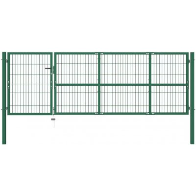 OMAXI Zahradní plotová branka se sloupky 350 x 100 cm ocelově zelená 521891 – Zboží Mobilmania