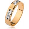 Prsteny Šperky eshop lesklý prsten s diamantovým vzorem zlatý a stříbrný odstín R25.31