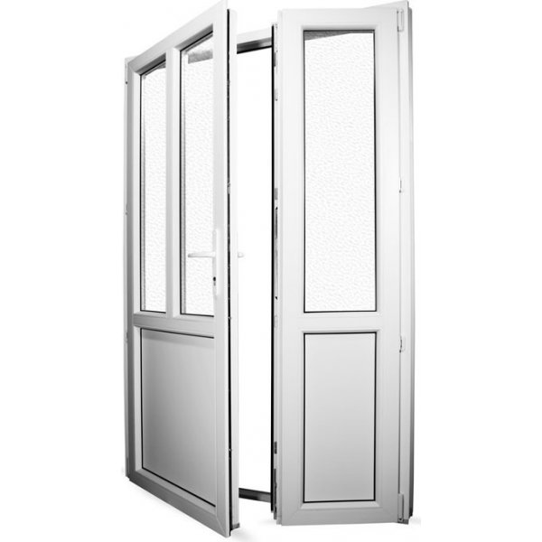 Venkovní dveře SkladOken.cz vedlejší vchodové dveře dvoukřídlé se štulpem 138 x 208 cm bílé, LEVÉ