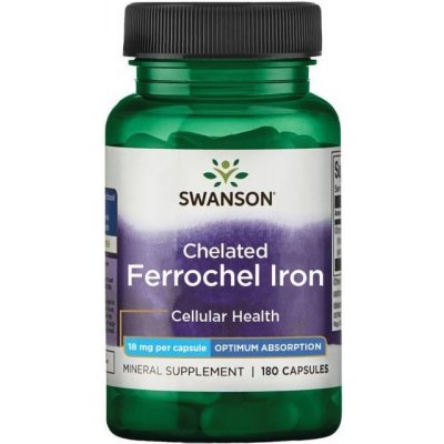 Swanson Ferrochel Iron železo chelát 18 mg 180 kapslí