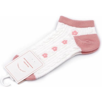 Prima-obchod Dámské / dívčí bavlněné ponožky kotníkové, 3 pudrová květy