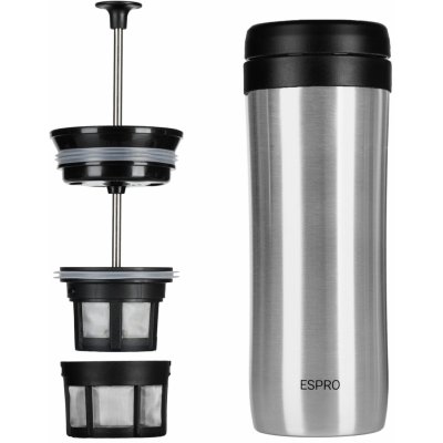 Espro French press kávovar TRAVEL PRESS P1 350 ml, stříbrná, broušená nerezová ocel – Zboží Mobilmania