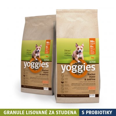 Yoggies Active granule lisované za studena s probiotiky Kachní maso & zvěřina 30 kg – Zbozi.Blesk.cz