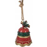 Červeno-zlatá veliká kovová závěsná dekorace zvonek - Ø 24*31 cm - Clayre & Eef – Hledejceny.cz