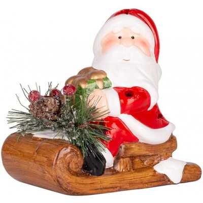 MagicHome Vánoční dekorace Santa na saních LED terakota 12,6x8,5x11,5 cm – Hledejceny.cz