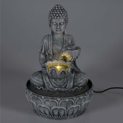 HOMESTYLING Fontána pokojová s LED osvětlením Budha černá – Zboží Dáma