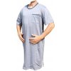 Pánské pyžamo Xcena pánská noční košile kr.rukáv s kapsičkou sv.šedá