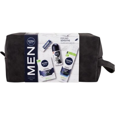 Nivea Men Hyaluron Anti-Age Skin Care Set sada balzám po holení Men Hyaluron 100 ml + denní pleťový krém Men Hyaluron 50 ml + sprchový gel Protect & Care 250 ml + kosmetická taštička