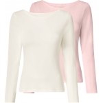 Esmara dámské triko s dlouhými rukávy 2 kusy růžová/bílá – Zboží Dáma