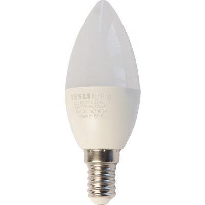 Tesla LED žárovka CANDLE svíčka/E14/6W/230V/500lm/25 000h/3000K teplá bílá/220st