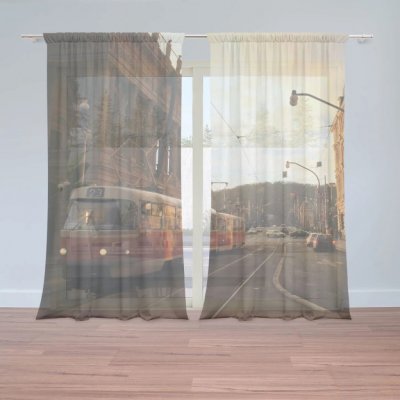 Sablio Záclony Tramvaj v historickém městě: 2ks 150x250cm – Hledejceny.cz
