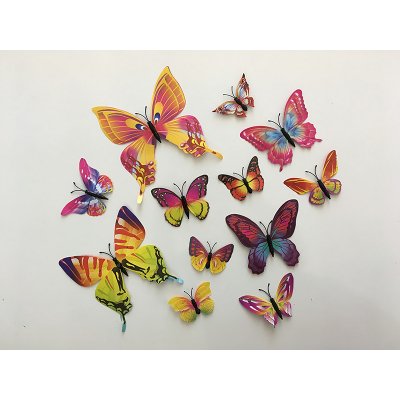 Nalepte.cz 3D motýli s dvojitými křídly barevní 12 ks 5 až 12 cm – Zboží Mobilmania