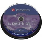 Verbatim DVD+R DL 8,5GB 8x, spindle, 10ks (43666) – Zboží Živě