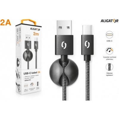 Aligator DATKP26 PREMIUM 2A, USB-C, 2m, černý – Zboží Mobilmania