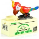 Pokladnička na mince hladový papoušek červený