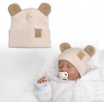 Baby Nellys Dvouvrstvá žebrovaná čepička s oušky boucle medvídek béžová – Hledejceny.cz
