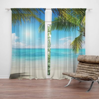 Sablio Závěs Pláž s palmami: 2ks 140x250cm – Hledejceny.cz