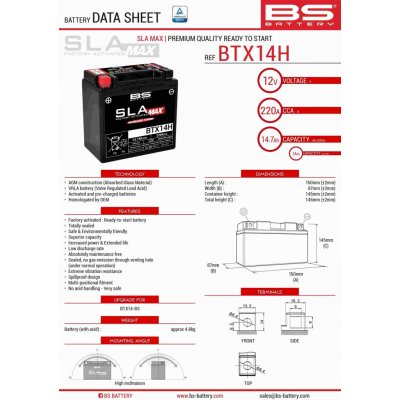 BS-BATTERY SLA MAX BTX14H (FA) – Hledejceny.cz