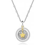 Šperky eshop Náhrdelník ze stříbra kruh, stříbrné glitry, hvězda R18.06