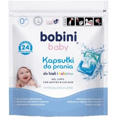 Bobini kapsle BABY 0+ na bílé i barevné prádlo 24 PD