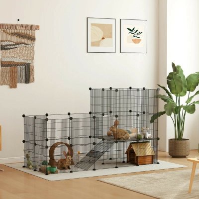 PawHut Výběh pro malá zvířata černá 140 x 70 x 105 cm – Zboží Mobilmania