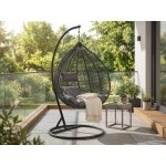 Textilomanie Černé závěsné křeslo KOKON se stojanem šedý polštář – Hledejceny.cz