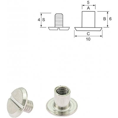 Pro Háčkování Nýt šroubovací 6 mm, Ø 5 mm nikl Počet: 10 ks – Zbozi.Blesk.cz