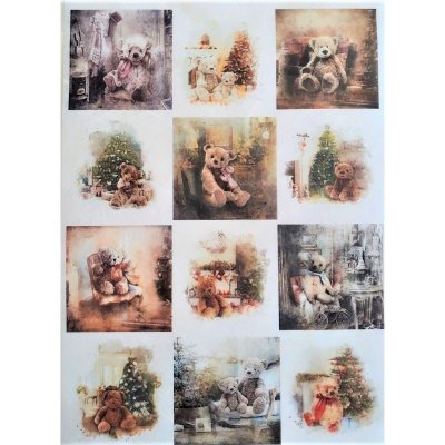 Itd. Collection Rýžový papír Vánoční Medvídci čtverečky A4 – Zboží Dáma