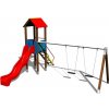 Dětské hřiště Playground System sestava se skluzavkou a dvojhoupačkou 4U129K15 celokovová