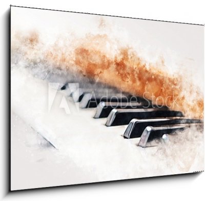 Obraz 1D - 100 x 70 cm - Abstract colorful piano keyboard on watercolor illustration painting background. Abstraktní barevné piano klávesnice na akvarel ilustrace malová – Zboží Mobilmania