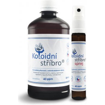 Koloidní stříbro s.r.o. Koloidní stříbro plastové lahve 500 ml + 25 ml sprej 40 ppm dárková sada