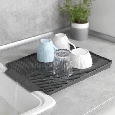 WENKO Odkapávací podložka na nádobí Linea, šedá – Hledejceny.cz