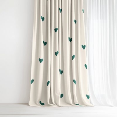 Goldea bavlněný závěs - srdíčka na slonové kosti 140x150 cm – Sleviste.cz