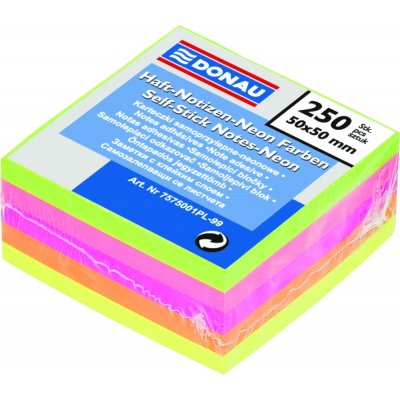 DONAU Samolepicí bloček, 50 x 50 mm, 250 listů - mix neonových barev – Hledejceny.cz