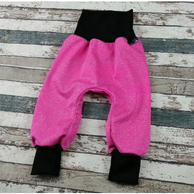 Yháček Softshellové kalhoty letní růžový melír černá