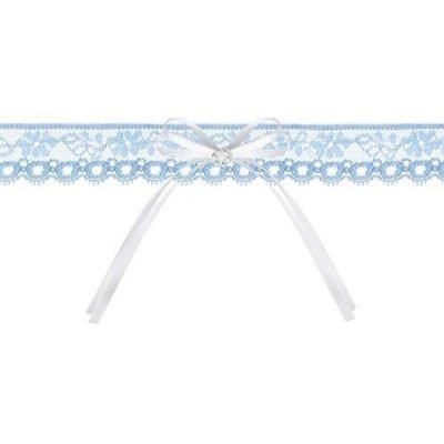 Svatební podvazek modrý s bílou mašlí – Zboží Dáma