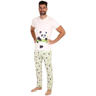 Dedoles Panda pánské pyžamo kr.rukáv bílo zelené