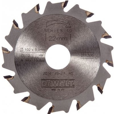 Dewalt DT1306 kotouč pro lamelovací frézku DW682K 105 x 22 mm, 12 zubů DT1306 – Hledejceny.cz